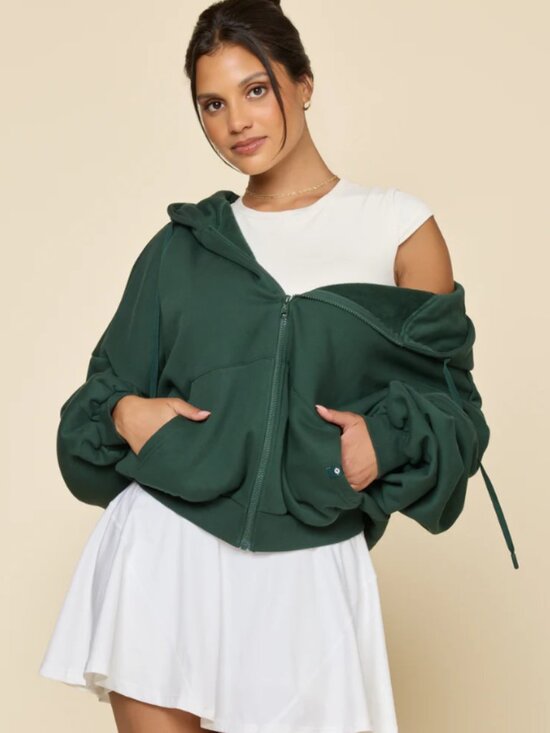 POPFLEX Tops - Zip Cloud Hoodie in Game Time Green